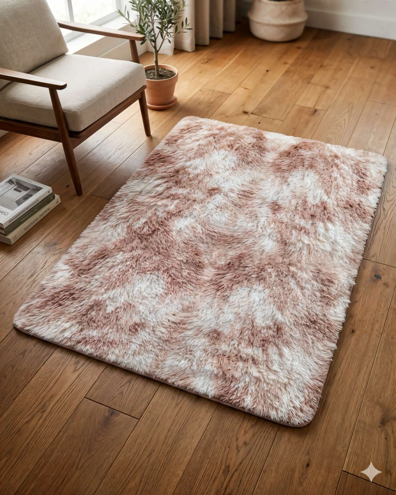 ALFOMBRA TEXTURA PELUDA  200X240   COLOR BEIGE CON BLANCO - 4