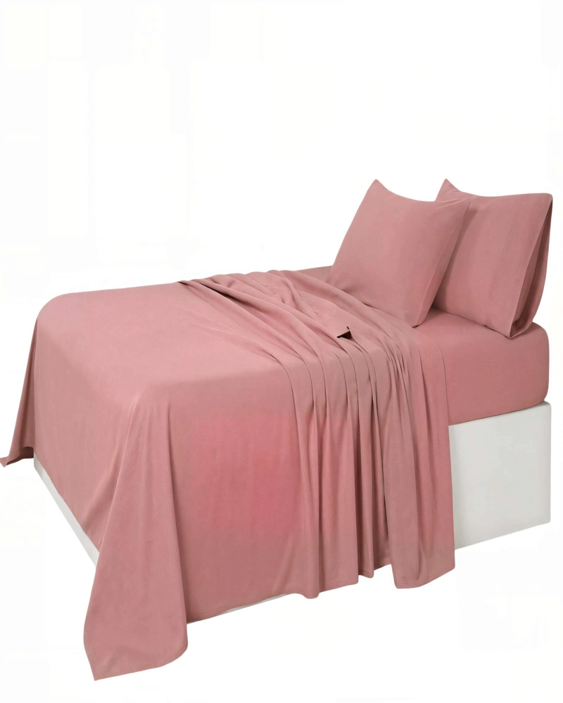 KIT DE SABANA 200 HILOS 2 PLAZAS COLOR ROSA - 1