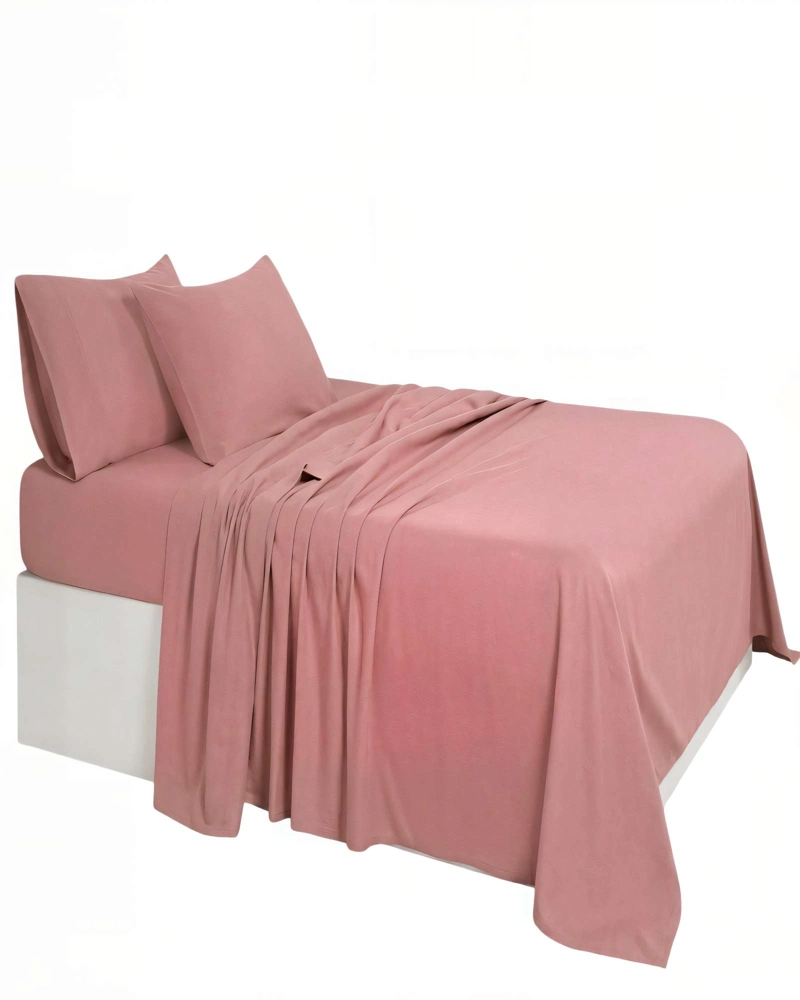 KIT DE SABANA 200 HILOS 2 PLAZAS COLOR ROSA - 2
