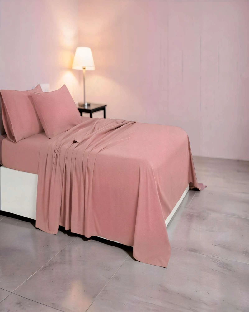 KIT DE SABANA 200 HILOS 2 PLAZAS COLOR ROSA - 3