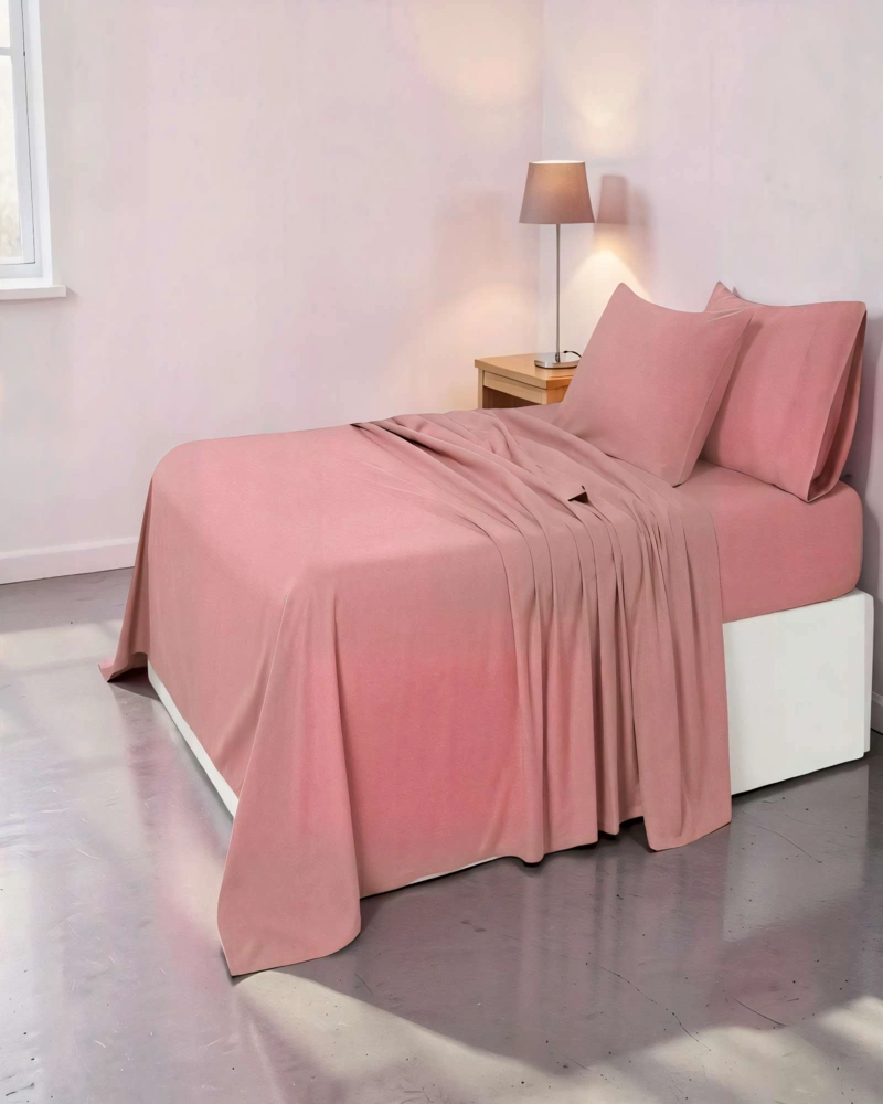KIT DE SABANA 200 HILOS 2 PLAZAS COLOR ROSA - 4