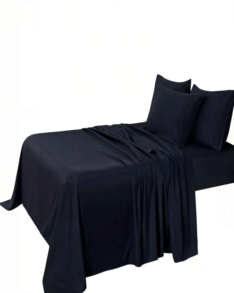 KIT DE SABANA 200 HILOS 2 PLAZAS COLOR NEGRO - 1
