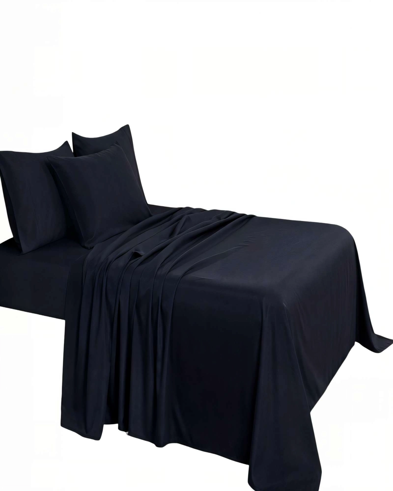 KIT DE SABANA 200 HILOS 2 PLAZAS COLOR NEGRO - 2