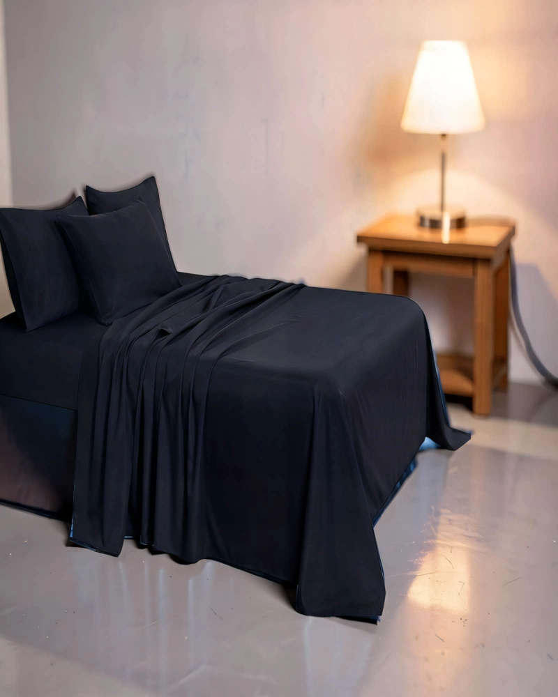 KIT DE SABANA 200 HILOS 2 PLAZAS COLOR NEGRO - 3