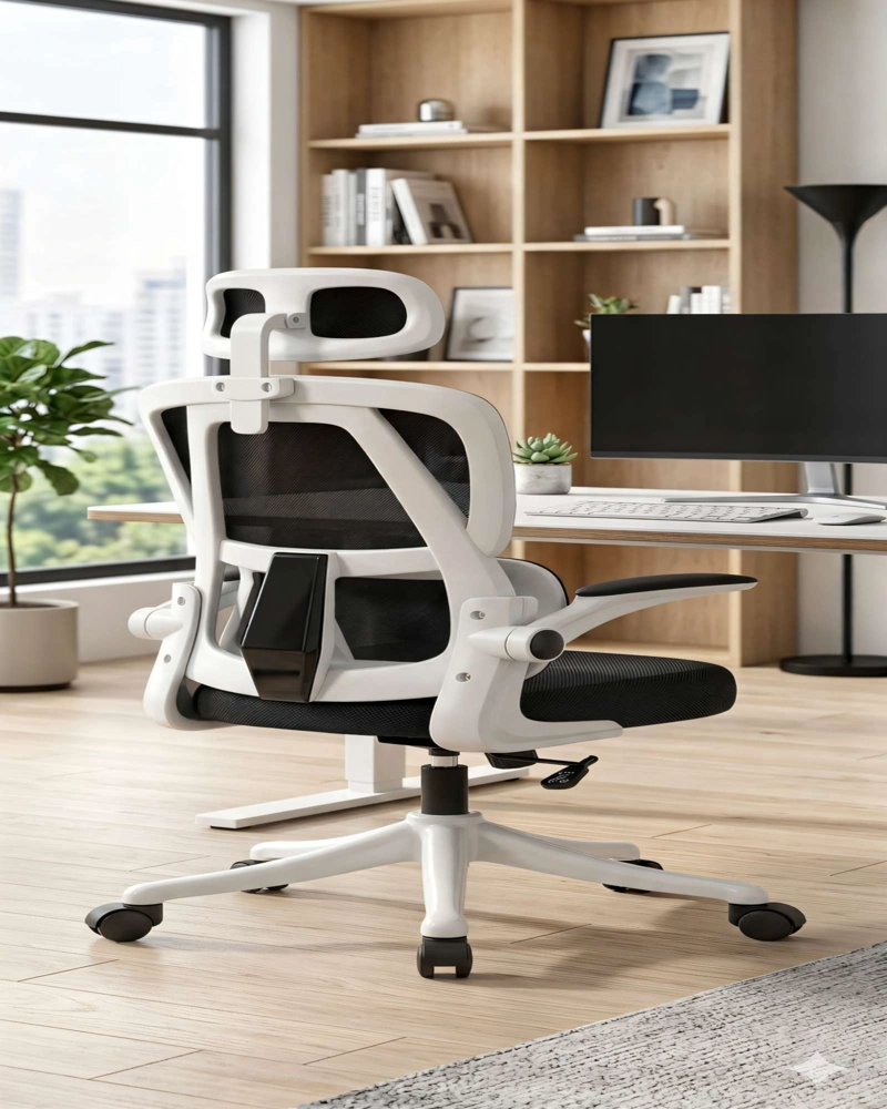 SILLA DE ESTUDIO CON RESPALDO ALTO ERGONOMICO COLOR BLANCO - 4