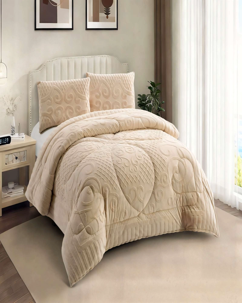 PLUMON PREMIUM CON TEXTURA   2 PLAZA COLOR BEIGE - 3