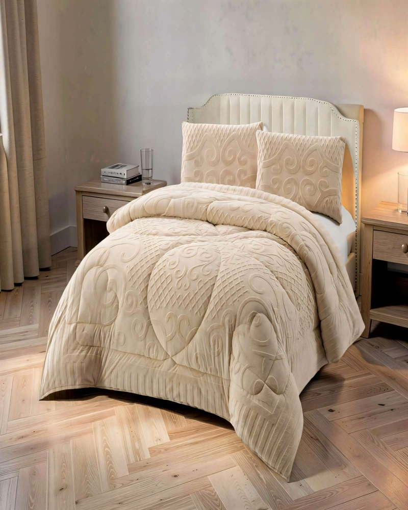 PLUMON PREMIUM CON TEXTURA   2 PLAZA COLOR BEIGE - 4
