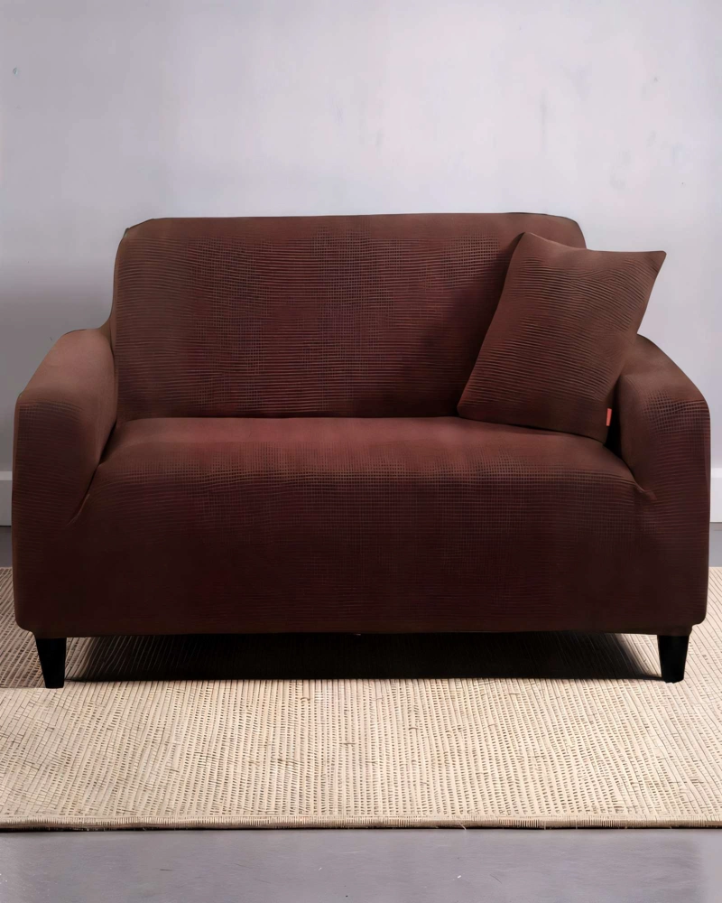 FUNDA DE SOFA REVESTIMIENTO ELASTICO 3 CUERPOS CUADRUPLE COLOR CAFE - 3