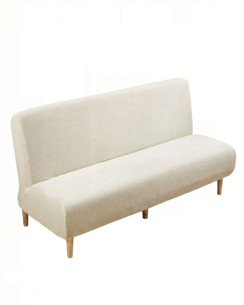 FUNDA DE SOFA REVESTIMIENTO ELASTICO FUTON CUADRILLE COLOR BLANCO - 1