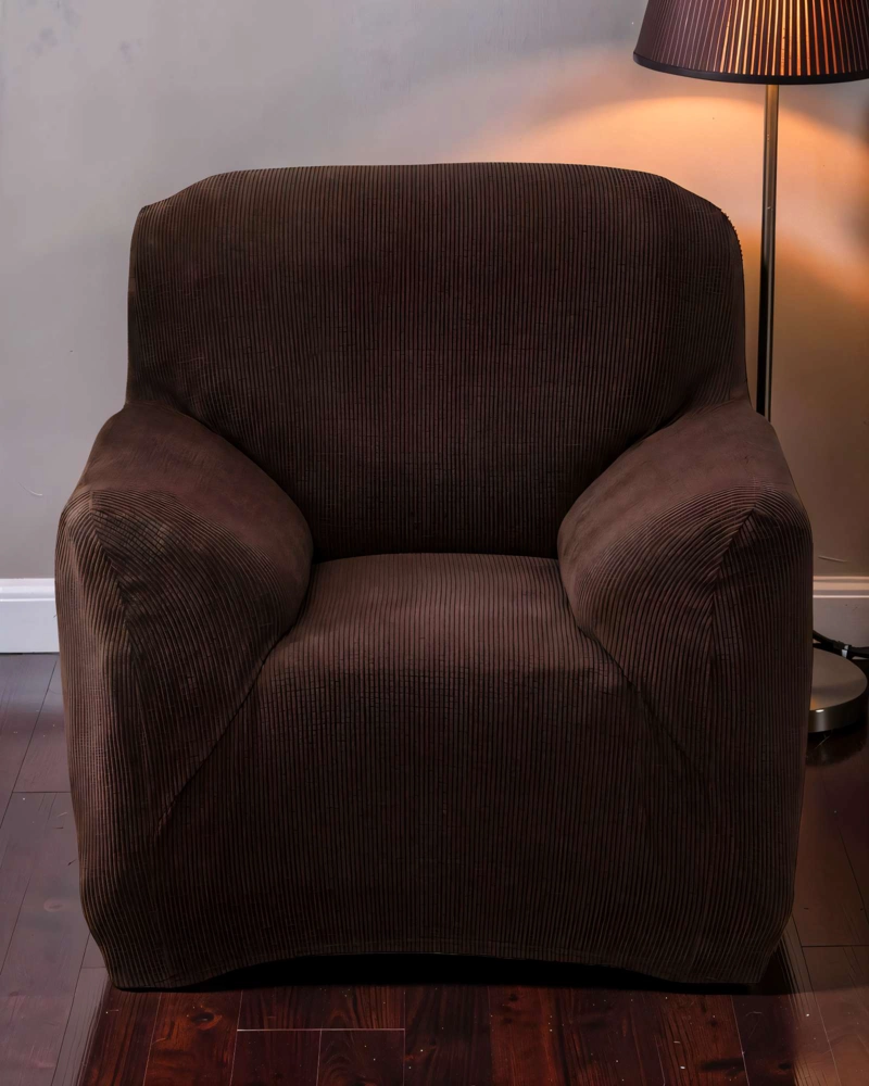 FUNDA DE SOFA REVESTIMIENTO ELASTICO 1 CUERPO COLOR CAFE - 4
