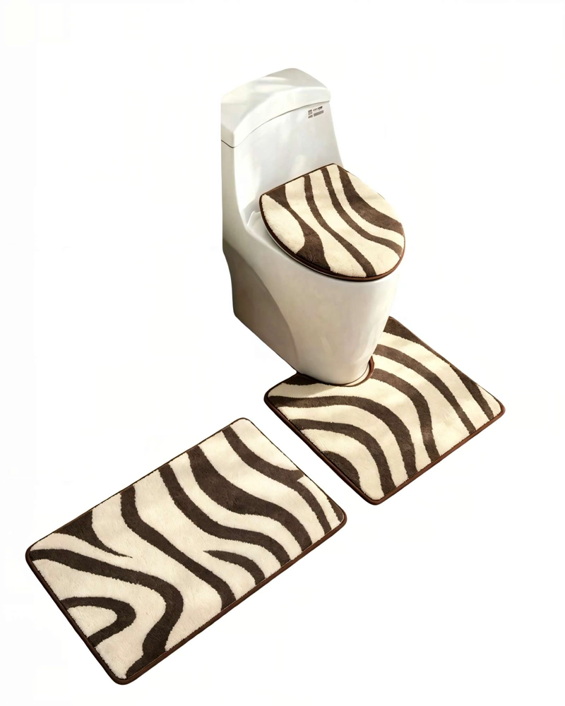 SET PARA BAÑO DE 3 PIEZAS CON DISEÑO DE CEBRA 1 - 1