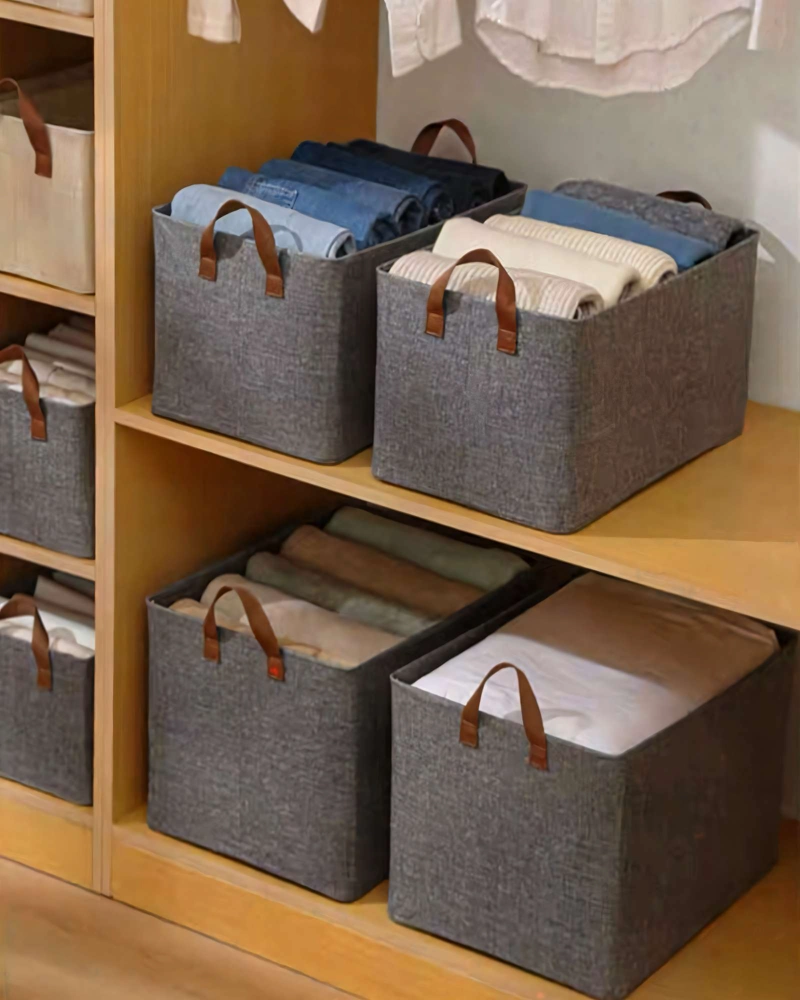 PACK   DE 3 CANASTILLOSS 20CMX47CMX28CM COLOR GRIS - 3