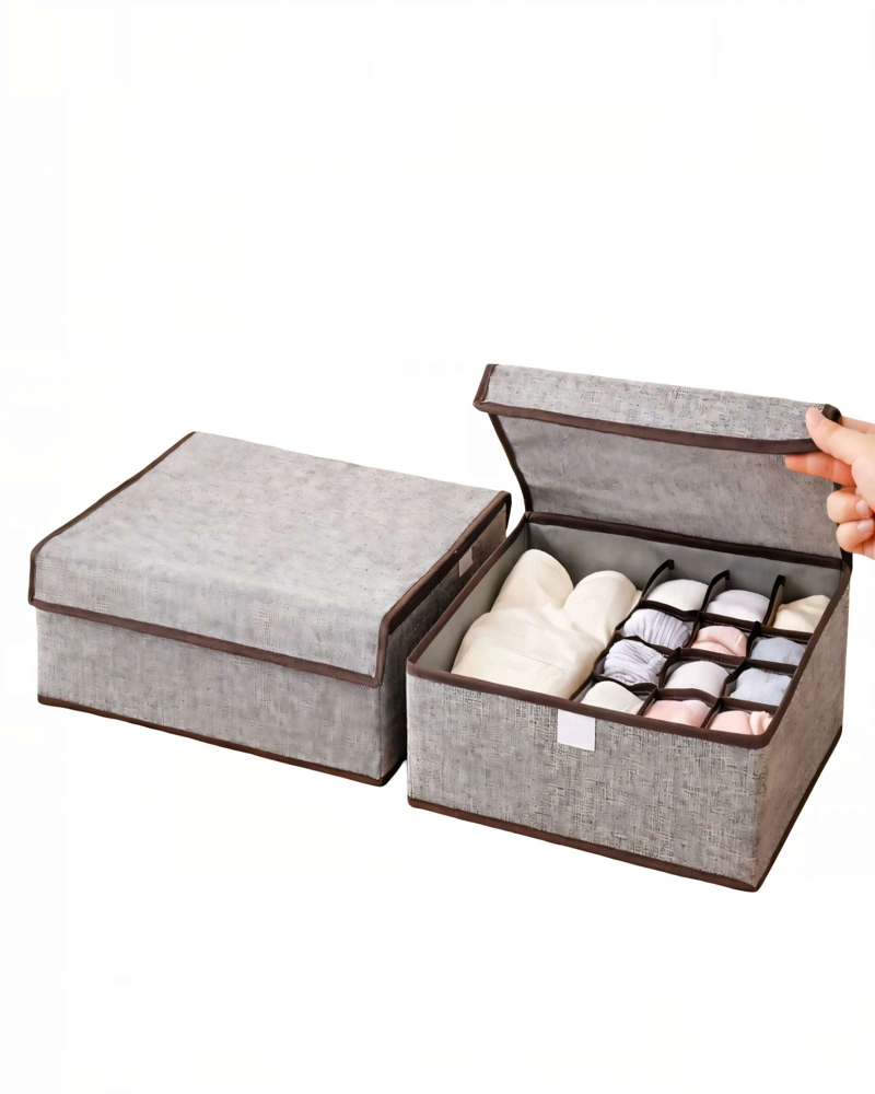 PACK   DE 2 CANASTILLOS ORGANIZADOR 32CMX26CM COLOR GRIS - 1