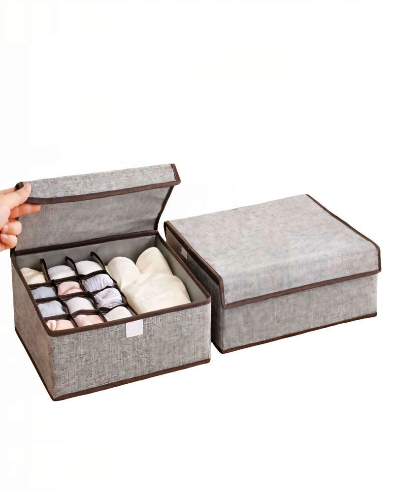 PACK   DE 2 CANASTILLOS ORGANIZADOR 32CMX26CM COLOR GRIS - 2