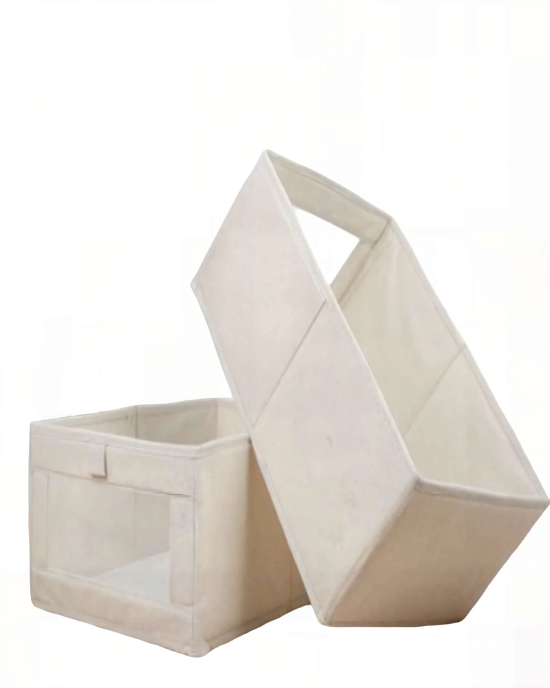 PACK   DE 2 CANASTILLOSS ORGANIZADOR 40CMX27CMX17CM COLOR BEIGE - 1