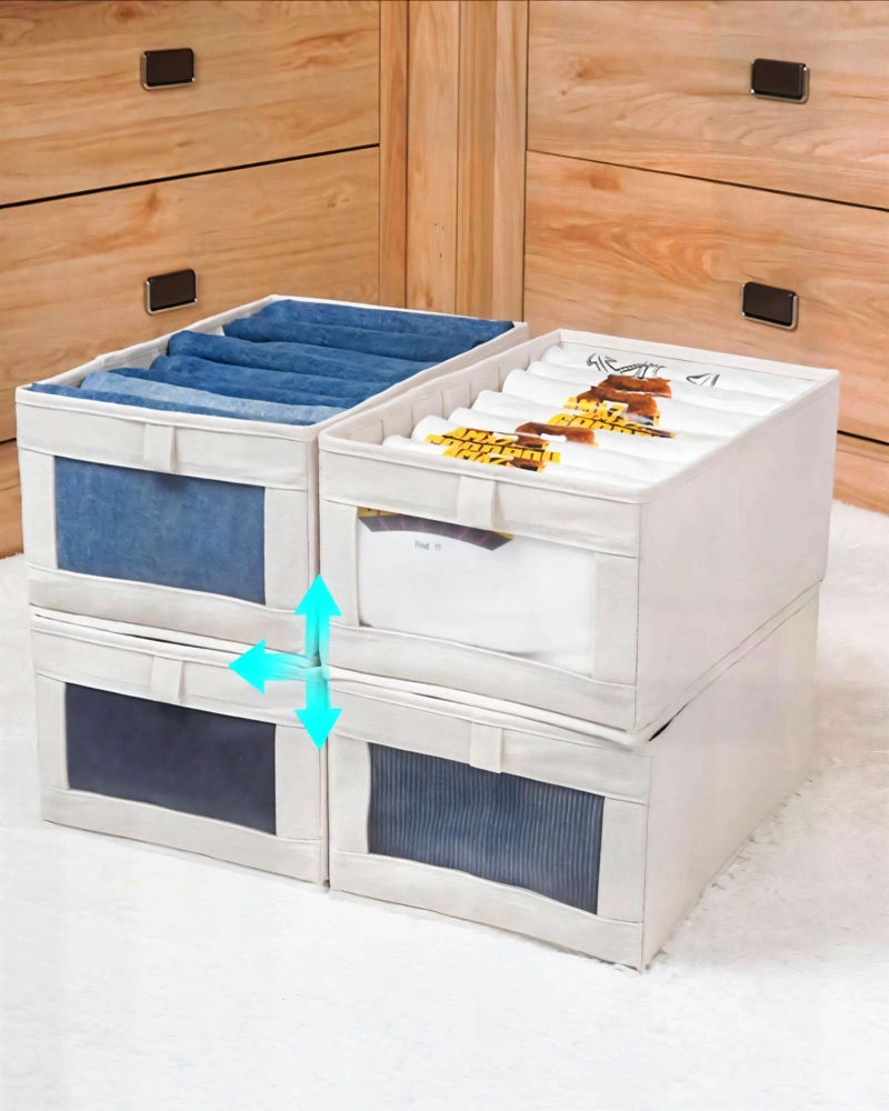 PACK   DE 2 CANASTILLOSS ORGANIZADOR 40CMX27CMX17CM COLOR BEIGE - 3