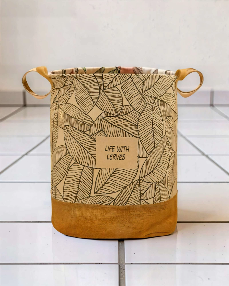 PACK   DE 2 CANASTILLOSS  DE YUTE PARA ROPA 40CMX50CM CON DISEÑO 2 - 4