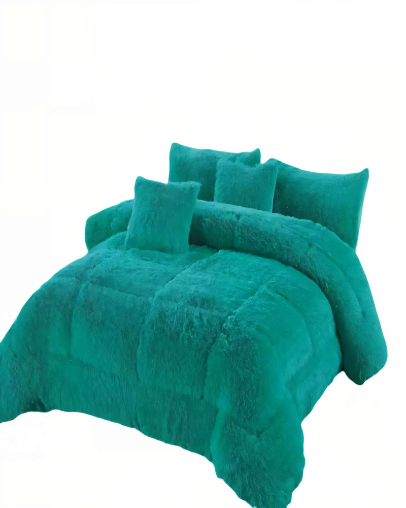 COBERTOR PELUDOS INVIERNO PLAZA Y MEDIA 180CM X 200CM COLOR VERDE - 1