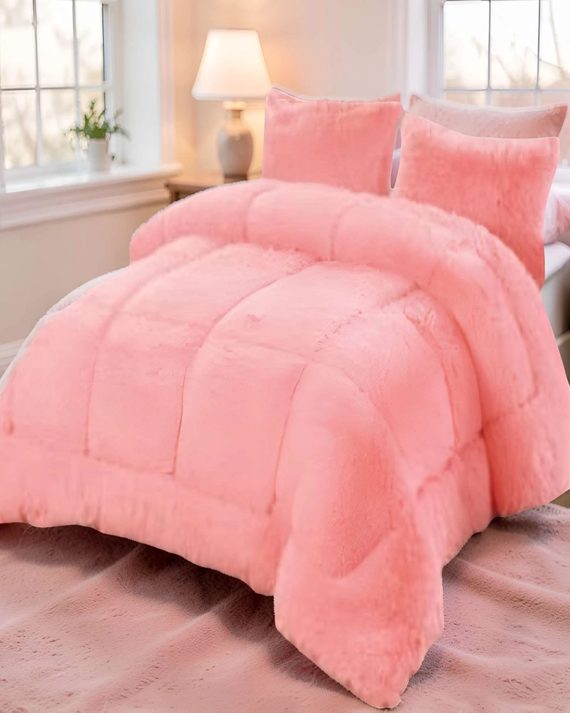 COBERTOR PELUDOS INVIERNO 2 PLAZAS 230CM X 250CM COLOR ROSADO - 3