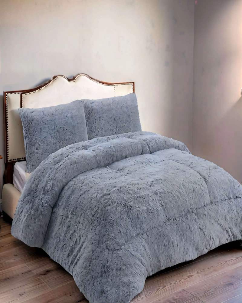COBERTOR PELUDOS INVIERNO PLAZA Y MEDIA 180CM X 200CM COLOR GRIS - 3