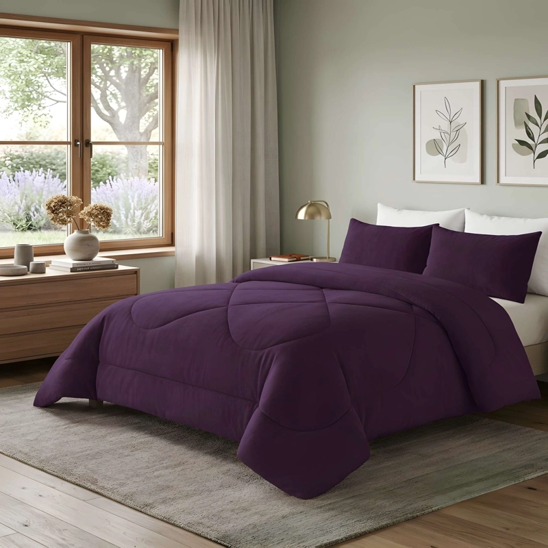 PLUMON INVIERNO SOFT 2 PLAZA 230CM X 250CM COLOR MORADO OSCURO - 1