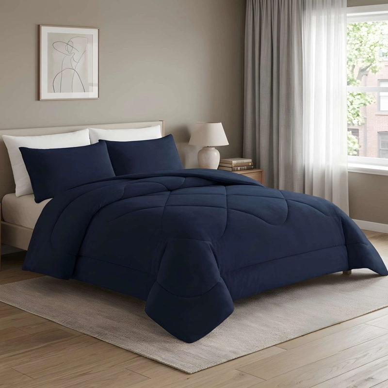 PLUMON INVIERNO SOFT 2 PLAZA 230CM X 250CM COLOR AZUL OSCURO - 1