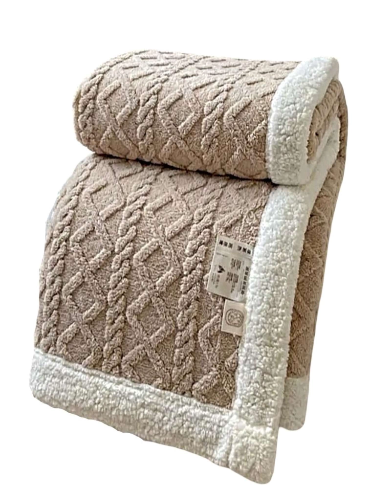 FRAZADA TEXTURIZADA CON INTERIOR SHERPA 2 PLAZAS BEIGE - 2