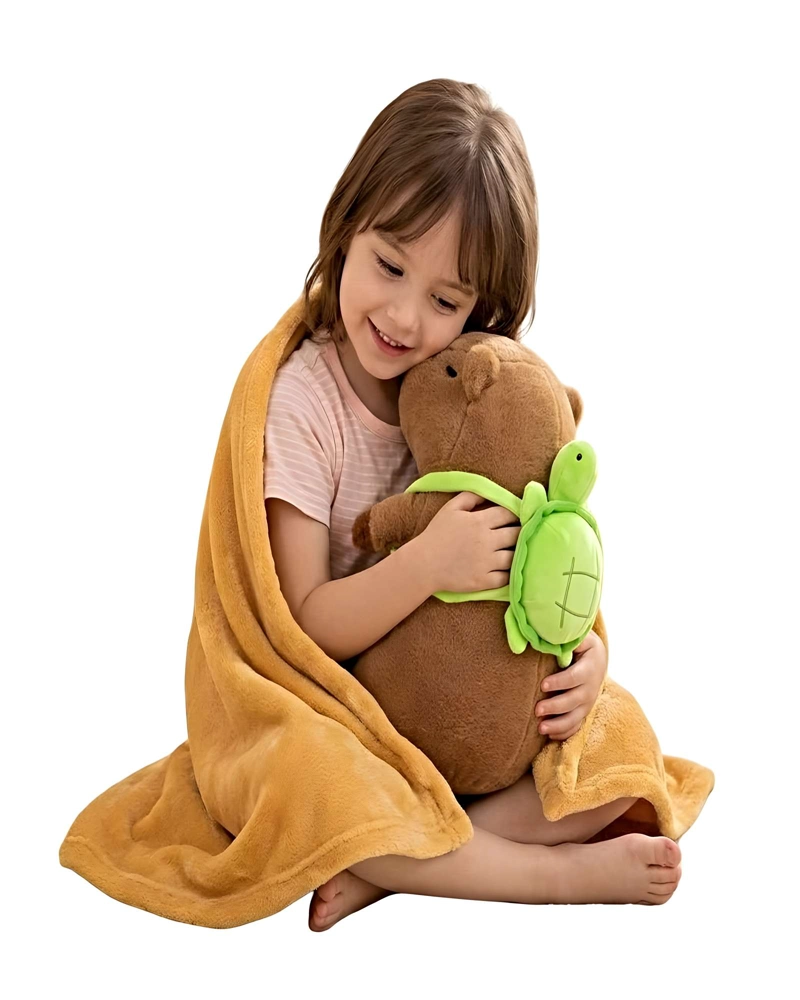 PELUCHE ALMOHADILLA  + MANTA TE RMICA DE 1 PLAZA CAFE - 2