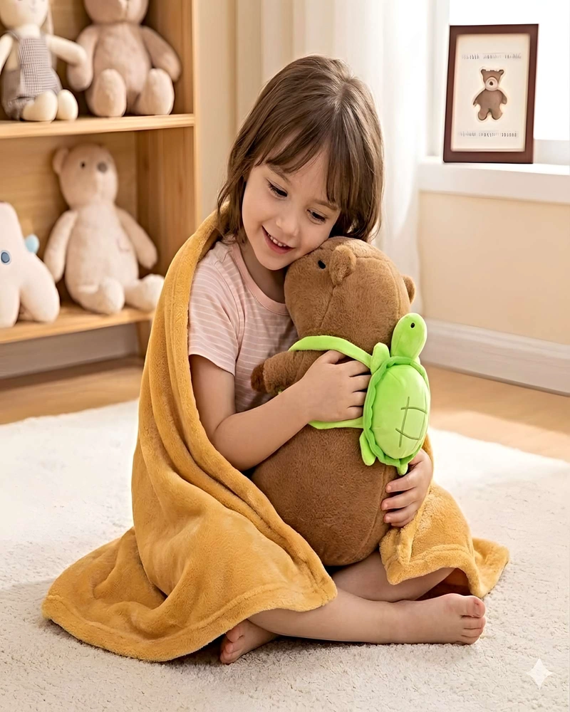 PELUCHE ALMOHADILLA  + MANTA TE RMICA DE 1 PLAZA CAFE - 3
