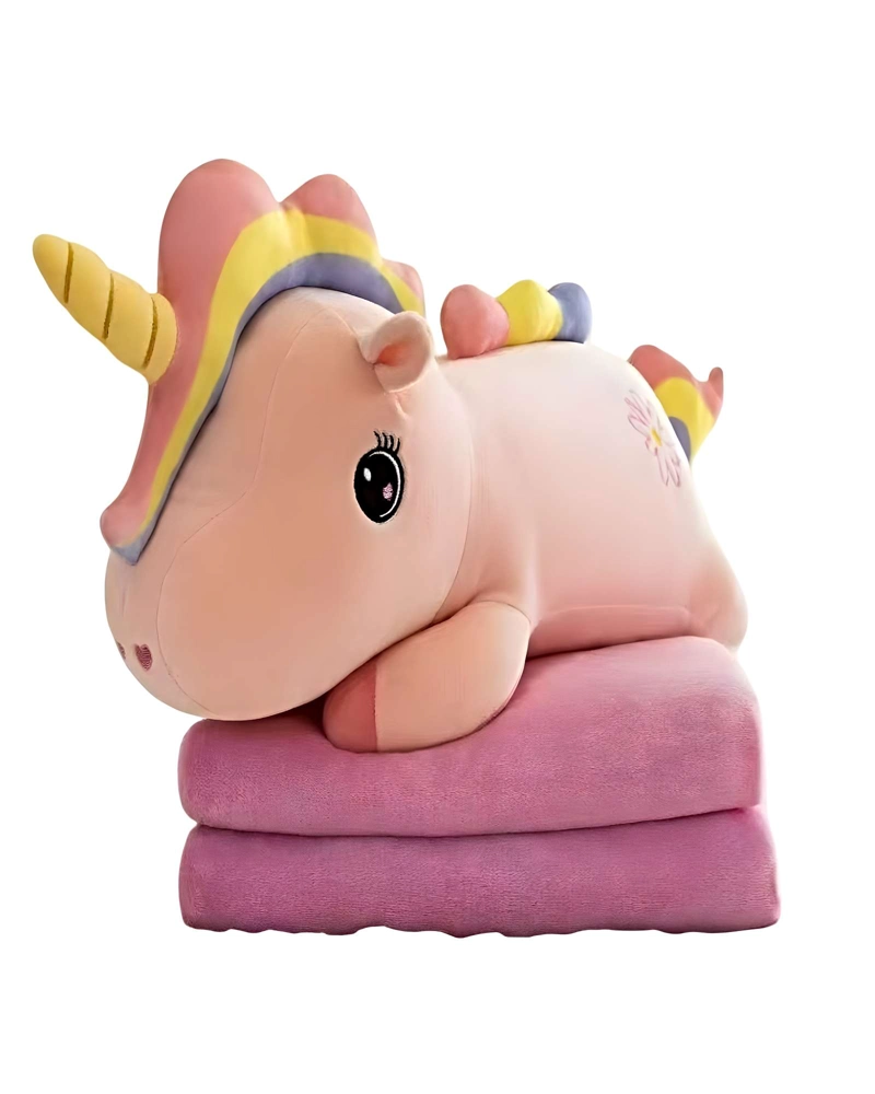 PELUCHE ALMOHADILLA  + MANTA TE RMICA DE 1 PLAZA ROSA - 1
