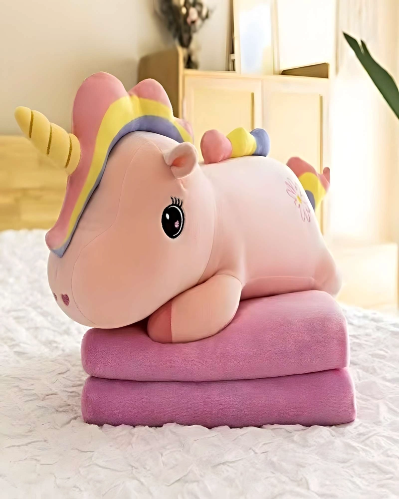 PELUCHE ALMOHADILLA  + MANTA TE RMICA DE 1 PLAZA ROSA - 4