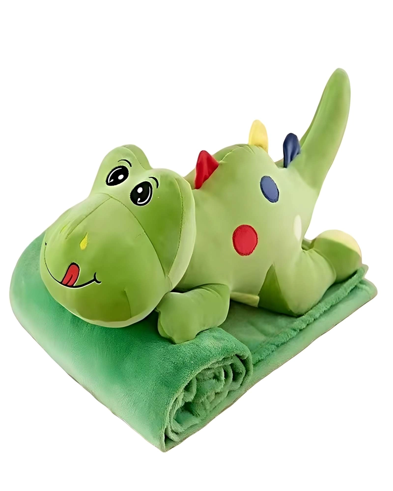 PELUCHE ALMOHADILLA  + MANTA TE RMICA DE 1 PLAZA VERDE - 1