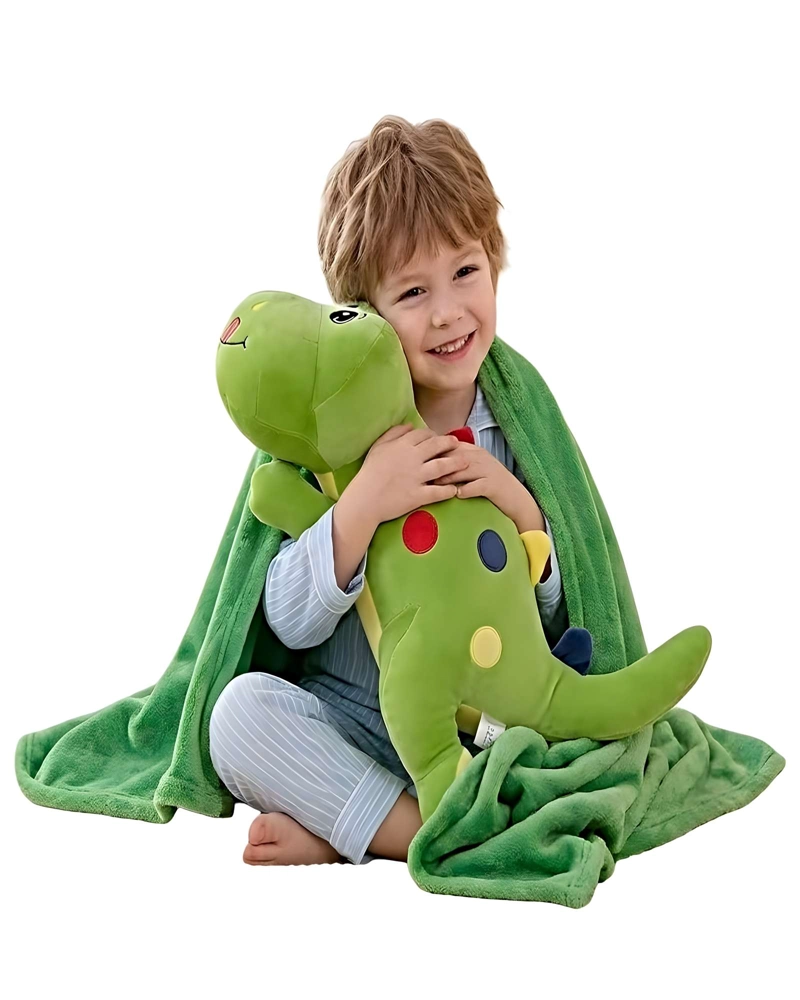 PELUCHE ALMOHADILLA  + MANTA TE RMICA DE 1 PLAZA VERDE - 2