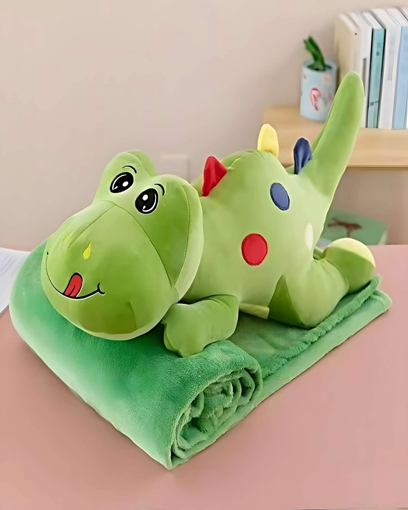PELUCHE ALMOHADILLA  + MANTA TE RMICA DE 1 PLAZA VERDE - 4