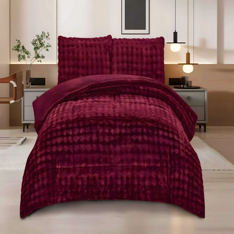COBERTOR INVIERNO DE ALTO CONFORT 1.5P 180CM X 230CM COLOR BURDEO - 3