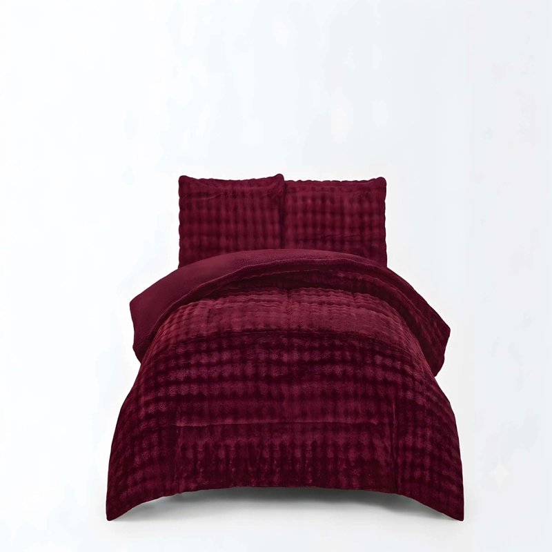 COBERTOR INVIERNO DE ALTO CONFORT 1.5P 180CM X 230CM COLOR BURDEO - 4
