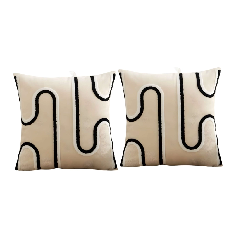 JUEGO DE 2 FUNDAS DE COJIN CHENILLE GEOMETRICO 1 - 4