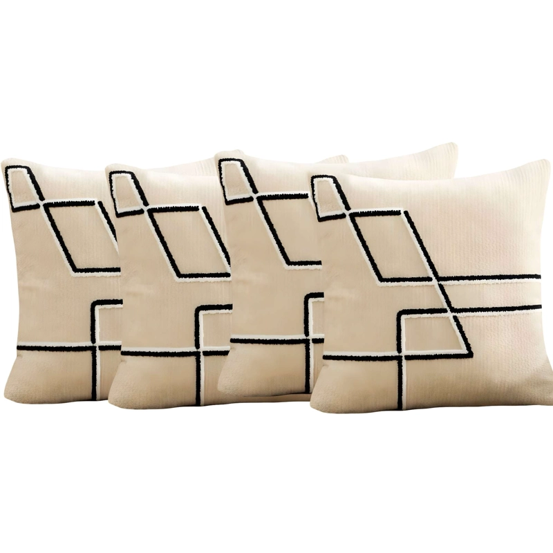 JUEGO DE 4 FUNDAS DE COJIN CHENILLE GEOMETRICO 2 - 4