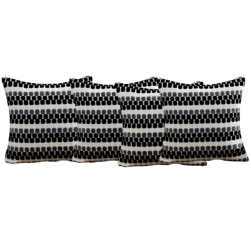 JUEGO DE 4 FUNDAS DE COJIN CON DISEÑO DE PUNTOS COLOR NEGRO - 4