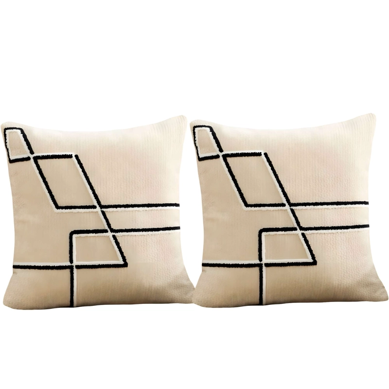 JUEGO DE 2 FUNDAS DE COJIN CHENILLE GEOMETRICO 2 - 4