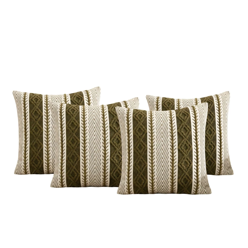 JUEGO DE 4 FUNDAS DE COJIN ESTILO ETNICO COLOR MARRON - 4
