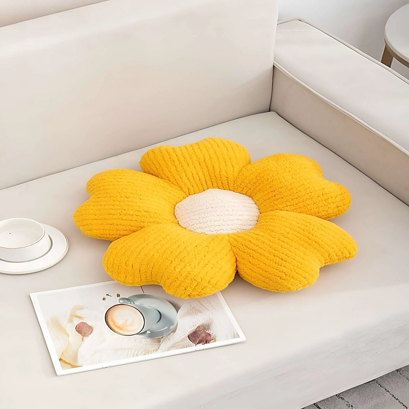 JUEGO DE 6 COJINES EN FORMA DE FLOR AMARILLO - 4