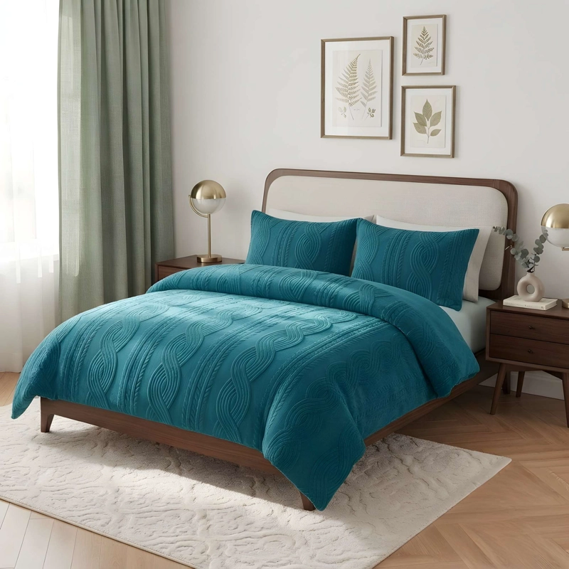 PLUMON SOFT TEXTURIZADO CON CHIPORRO 2 PLAZA COLOR AZUL - 1