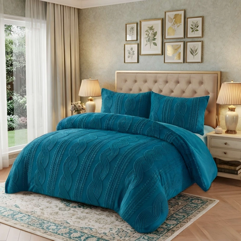 PLUMON SOFT TEXTURIZADO CON CHIPORRO 2 PLAZA COLOR AZUL - 2