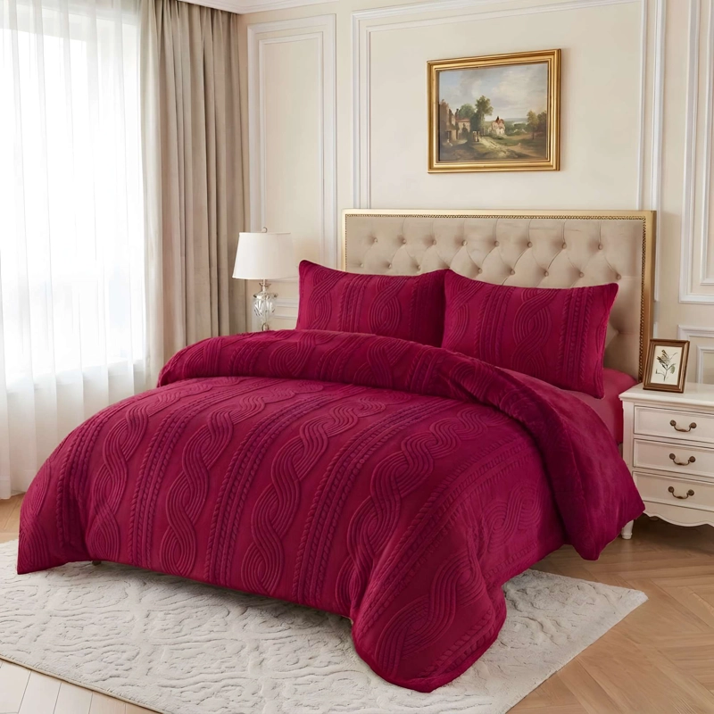 PLUMON SOFT TEXTURIZADO CON CHIPORRO 2 PLAZA COLOR BURDEO - 3