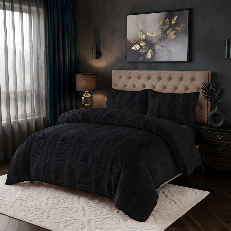 PLUMON SOFT TEXTURIZADO CON CHIPORRO 2 PLAZA COLOR NEGRO - 2
