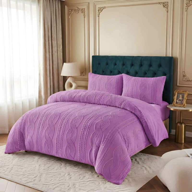 PLUMON SOFT TEXTURIZADO CON CHIPORRO 2 PLAZA COLOR MORADO - 2