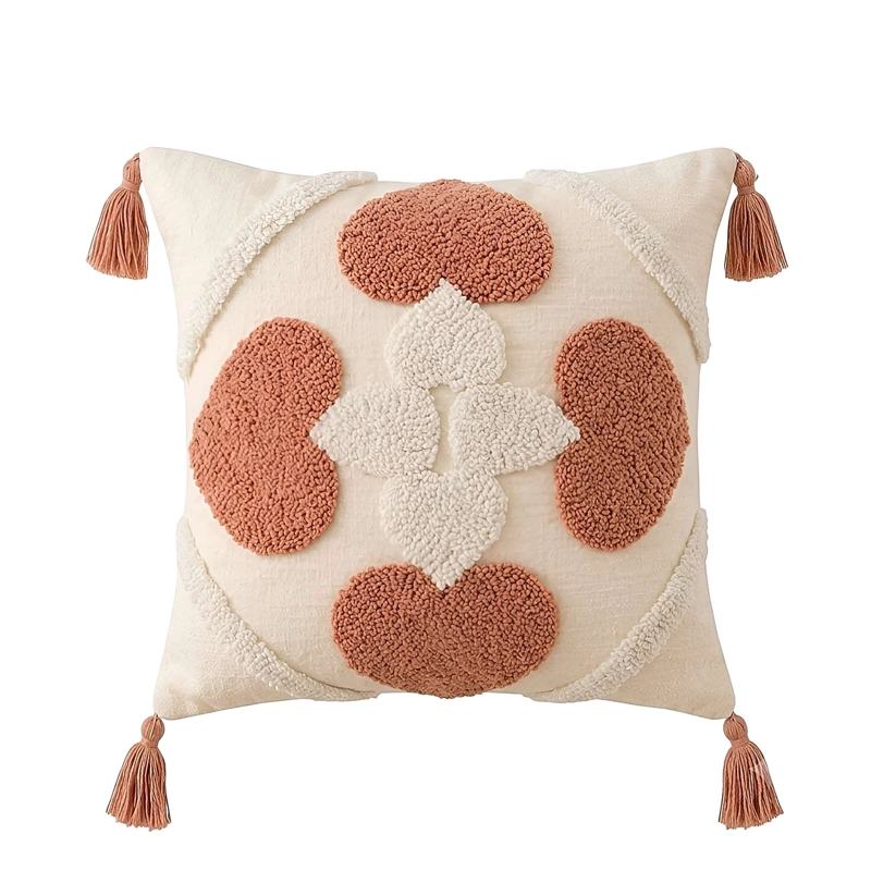 KIT DE 2 FUNDAS DE COJIN BORDADA CON BORLAS 45X45 CM F23 - 2