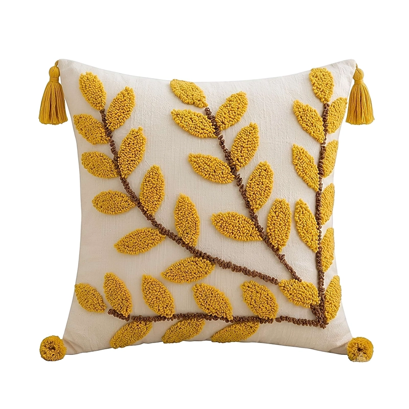 KIT DE 4 FUNDAS DE COJIN BORDADA CON BORLAS 45X45 CM F18 - 2