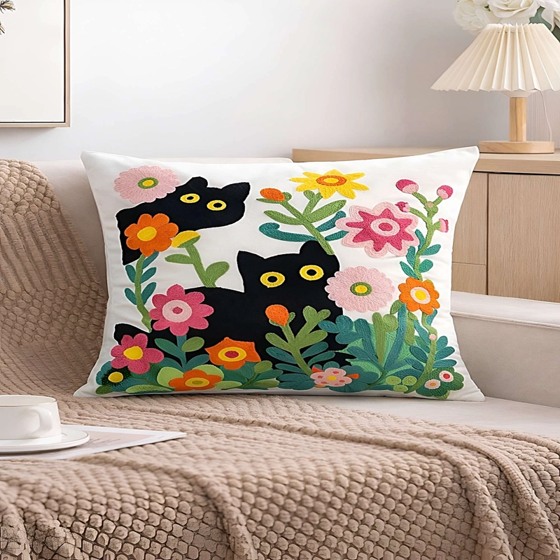 KIT DE 2 FUNDAS DE COJIN BORDADA SIN BORLAS 45X45 CM F10 - 3